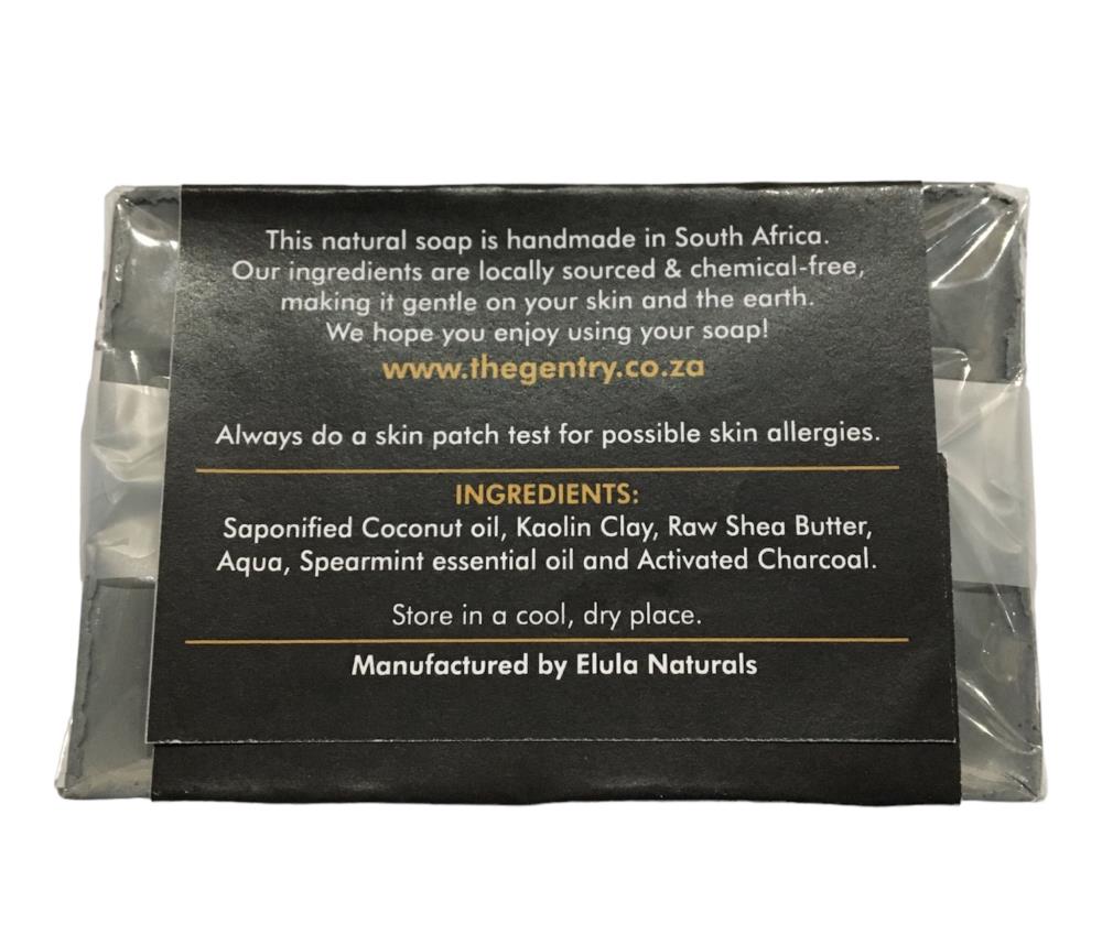 THE GENTRY BEARD & BODY BAR SOAP ACTIVATED CHARCOAL SPEARMINT