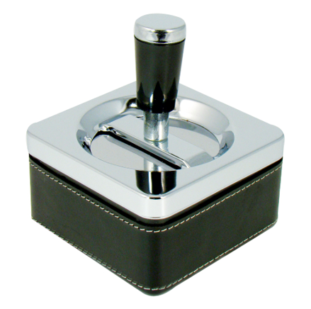 Ashtray with spinning black PVC