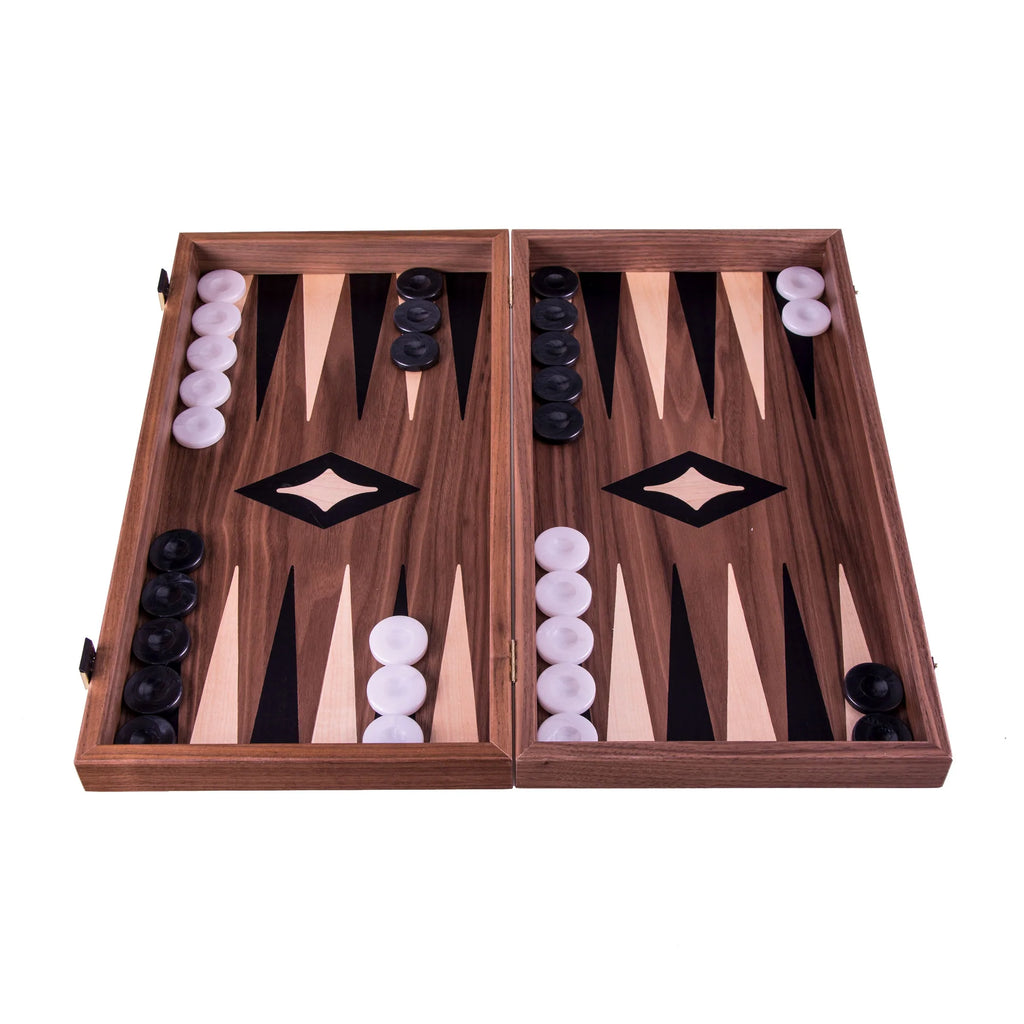 Manopoulos Walnut Inlaid 3 In 1 backgammon & chess Set 38Cm