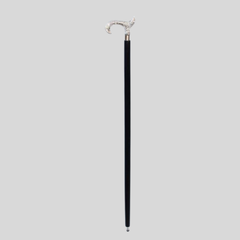 Black Wooden Walking Stick with Silver Handle