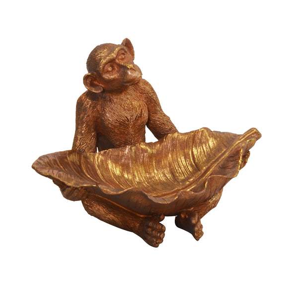 Resin Monkey with Leaf