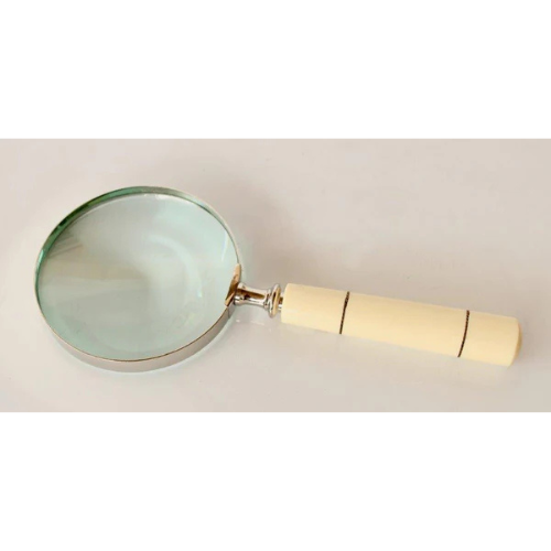 Silver Brass Magnifying Glass Bone Handle
