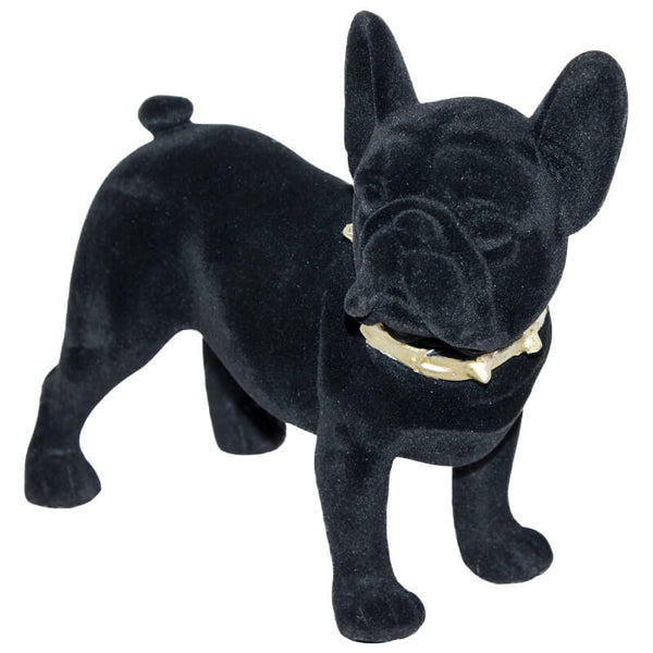 Gold Collar Black Boston Dog Statue