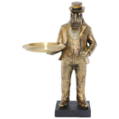 Gold Hippo Waiter Figurine