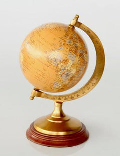 Small Brass & Wood World Globe