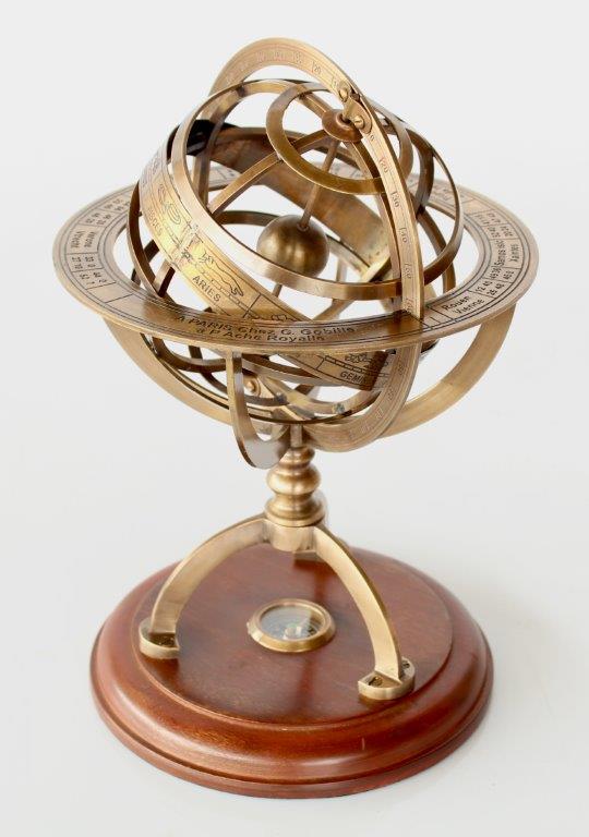 Brass Armillary Compass With Star Sign