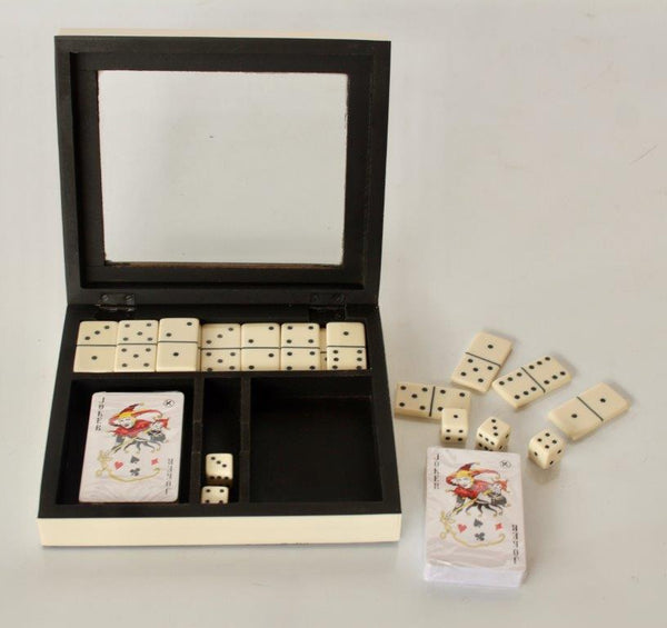 Cards and Dominoes Game Box with Lid
