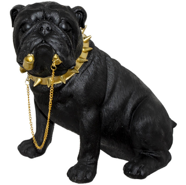 Bulldog With Gold Chain Statue