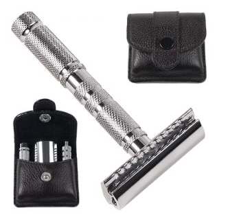 Parker | Safety Travel  Razor in Leather Case (4 piece)