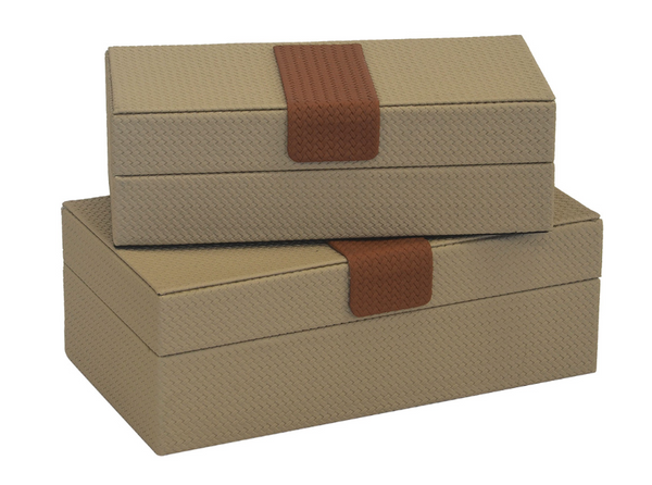 Shagreen-Textured Box Set | Stone Coloured