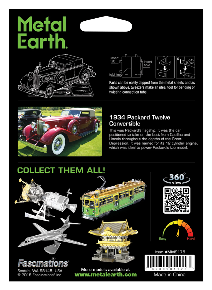 Metal Earth 1934 Packard Twelve Convertible - Hobby & Collectables