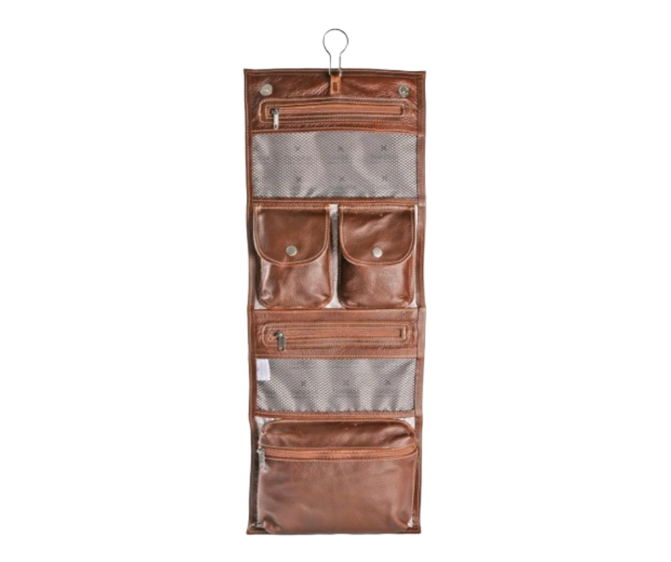 Thandana Roll up toiletry bag in leather