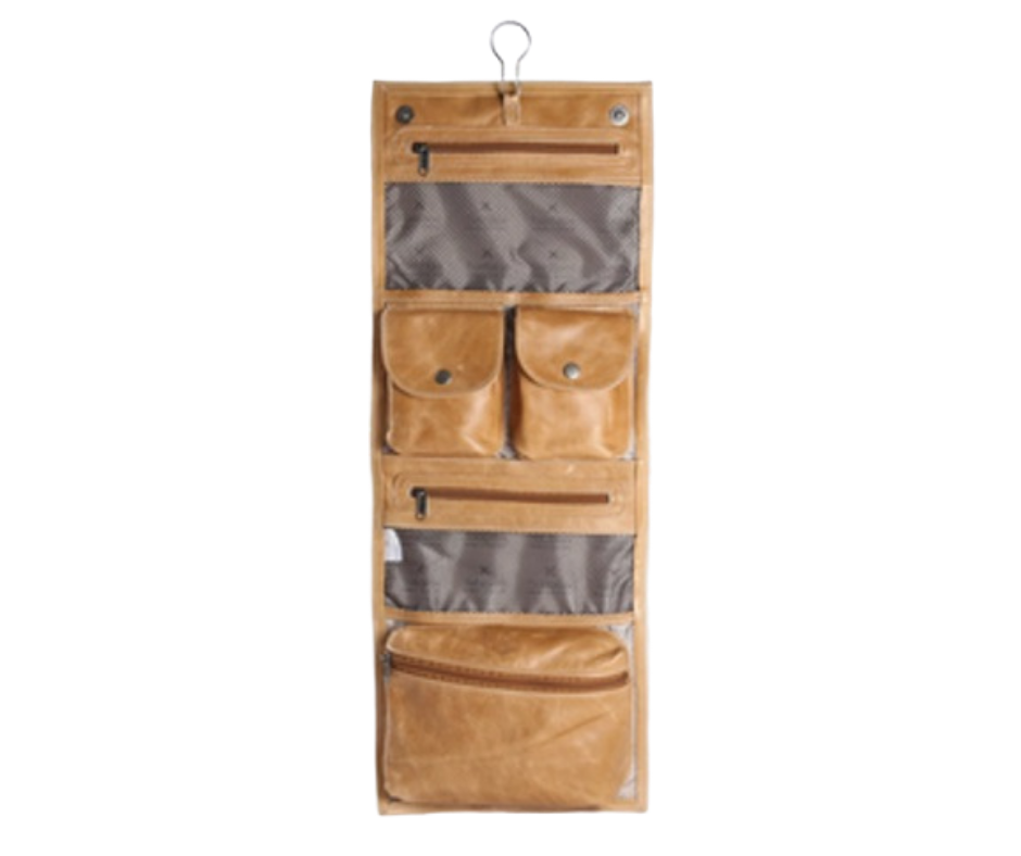Thandana roll up leather toiletry bag