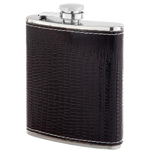 Hip flask with black leatherette