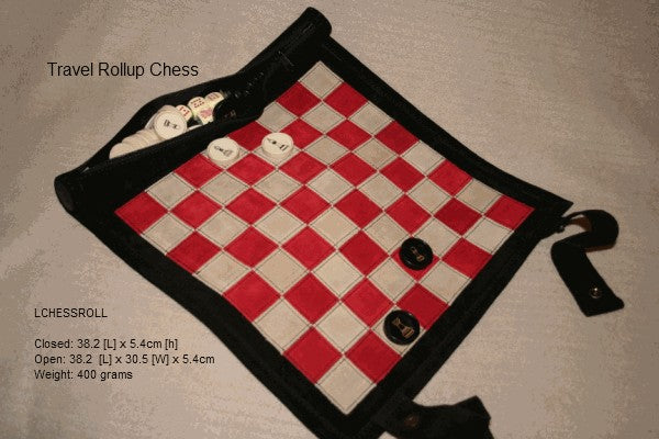 Leather Chess Roll Up - 31cm - Games