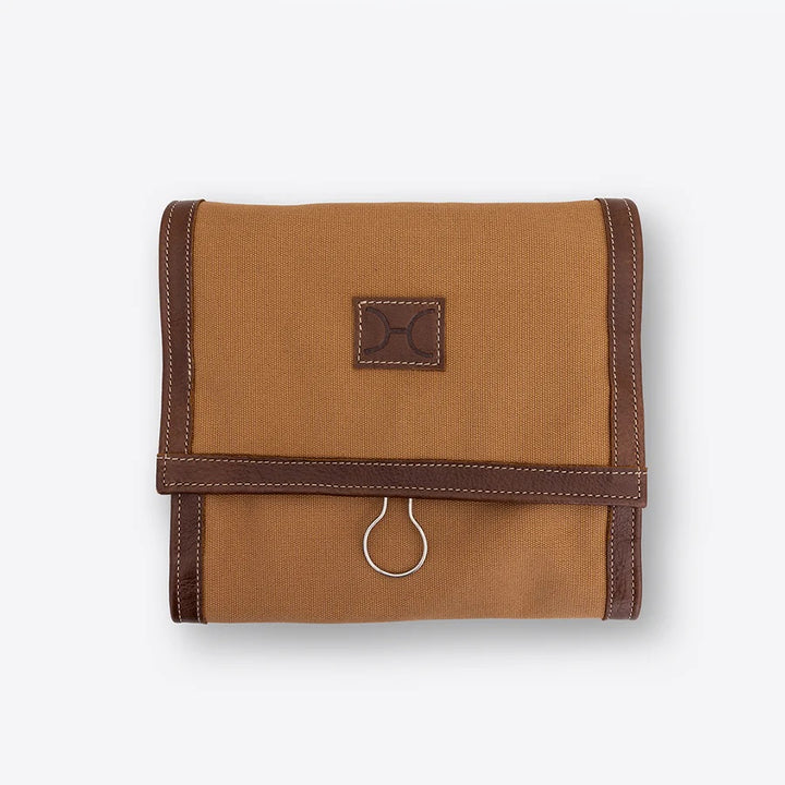 Thandana | Roll Up Canvas Toiletry Bag - Camel - Cosmetic & Toiletry Bags