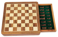 Wooden Travel Chess Set With Drawer