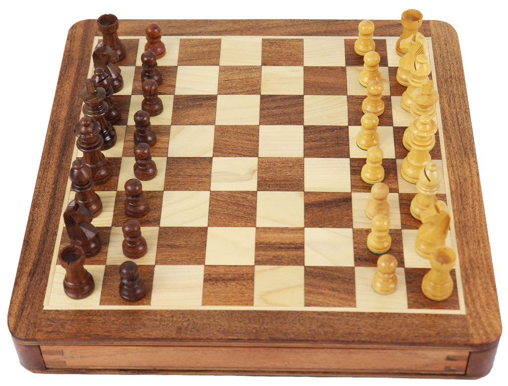 Wooden Chess Set With Drawer Lrg. 30cm