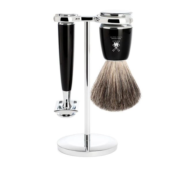 Muhle | Rytmo 3 Badger Shave Set (3 Piece) - Black